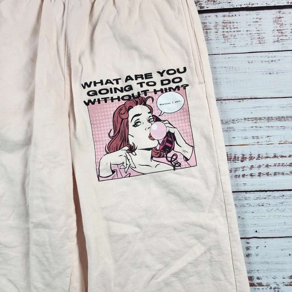 Boys Lie What Are You Going To Do Without Him Pants Womens XS Pink Sweatpants